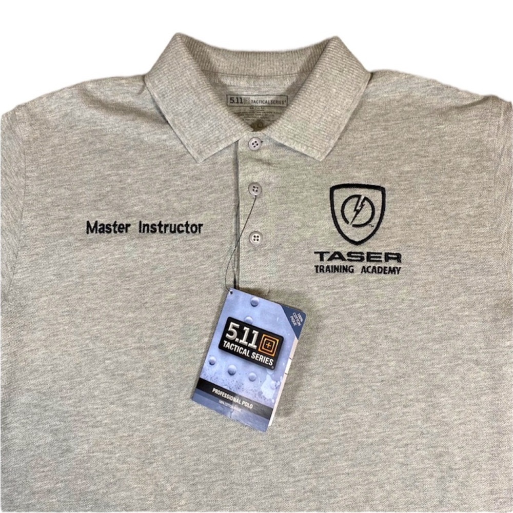 5.11 Tactical Shirt Men’s Medium Polo Gray Master Instructor Taser Embroidered